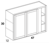 WC4830 - Dartmouth Pewter - Wall Blind Corner Cabinet - Butt Doors - Special Order