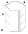 WDC2430 - Dartmouth Grey Stain - Wall Diagonal Corner Cabinet - Single Door