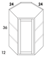 WDC2436 - Dartmouth Grey Stain - Wall Diagonal Corner Cabinet - Single Door