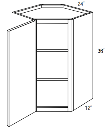 WDC2436 - Essex White - Corner Diagonal Wall Cabinet - Single Door