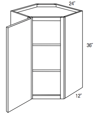 WDC2436 - Trenton Recessed - Corner Diagonal Wall Cabinet - Single Door