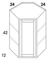WDC2442 - Dartmouth Pewter - Wall Diagonal Corner Cabinet - Single Door