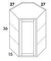 WDC2736 - Dartmouth Pewter - Wall Diagonal Corner Cabinet - Single Door