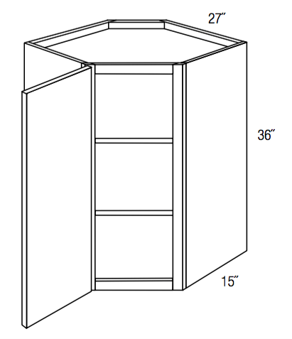 WDC2736 - Norwich Slab - Corner Diagonal Wall Cabinet - Single Door