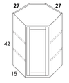WDC2742 - Dartmouth Pewter - Wall Diagonal Corner Cabinet - Single Door