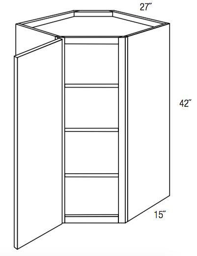 WDC2742 - Dover White - Corner Diagonal Wall Cabinet - Single Door