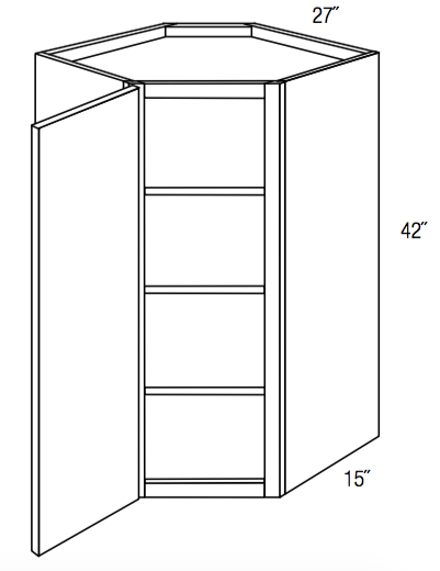 WDC2742 - Norwich Slab - Corner Diagonal Wall Cabinet - Single Door