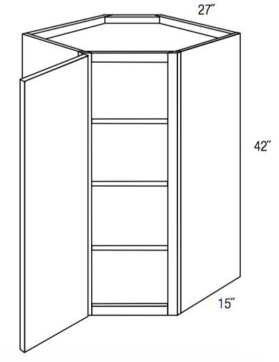 WDC2742 - Yarmouth Slab - Corner Diagonal Wall Cabinet - Single Door