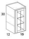WMD1530 - Dartmouth White - Glass Door Wall Cabinet w/Single Door - NO MULLIONS - Glass Not Included - Special Order