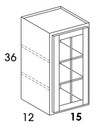 WMD1536 - Dartmouth Pewter - Glass Door Wall Cabinet w/Single Door - NO MULLIONS - Glass Not Included - Special Order
