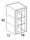 WMD1542 - Dartmouth Pewter - Glass Door Wall Cabinet w/Single Door - NO MULLIONS - Glass Not Included - Special Order