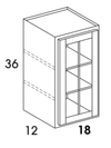 WMD1836 - Dartmouth Pewter - Glass Door Wall Cabinet w/Single Door - NO MULLIONS - Glass Not Included - Special Order