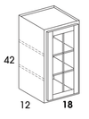 WMD1842 - Dartmouth White - Glass Door Wall Cabinet w/Single Door - NO MULLIONS - Glass Not Included - Special Order