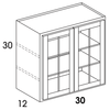 WMD3030 - Dartmouth Pewter - Glass Door Wall Cabinet w/Butt Doors - NO MULLIONS - Glass Not Included