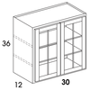 WMD3036 - Berwyn Opal - Wall Cabinet w/Butt Mullion Doors - Glass Not Included
