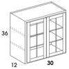 WMD3036 - Dartmouth Pewter - Glass Door Wall Cabinet w/Butt Doors - NO MULLIONS - Glass Not Included