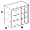WMD3630 - York White - Glass Door Wall Cabinet w/Double Doors - NO MULLIONS - Glass Not Included - Special Order