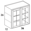WMD3636 - Dartmouth White - Glass Door Wall Cabinet w/Double Doors - NO MULLIONS - Glass Not Included - Special Order
