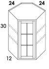 WMDC2430 - Dartmouth Brownstone - Glass Door Diagonal Wall Corner w/Single Door - NO MULLIONS - Glass Not Included