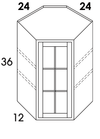WMDC2436 - Dartmouth Brownstone - Glass Door Diagonal Wall Corner w/Single Door - NO MULLIONS - Glass Not Included