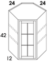 WMDC2442 - Dartmouth Grey Stain 5 Piece - Glass Door Diagonal Wall Corner w/Single Door - NO MULLIONS - Glass Not Included