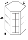 WMDC2736 - Dartmouth Dark Sable - Glass Door Diagonal Wall Corner w/Single Door - NO MULLIONS - Glass Not Included - Special Order