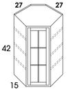 WMDC2742 - Dartmouth Pewter - Glass Door Diagonal Wall Corner w/Single Door - NO MULLIONS - Glass Not Included - Special Order