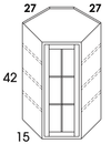 WMDC2742 - York White - Glass Door Diagonal Wall Corner w/Single Door - NO MULLIONS - Glass Not Included - Special Order