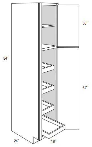 WP1884SCRT - Norwich Slab - Pantry cabinetw/4 soft close roll out trays