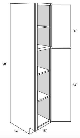 UP1890 - RTA Concord Polar White - Utility Pantry Cabinet - Single Doors - 18"W x 90"H x 24"D