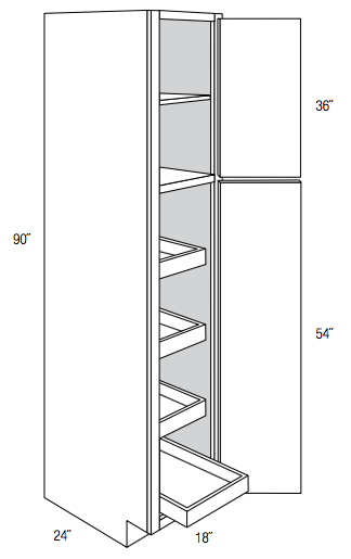 WP1890SCRT - Norwich Slab - Pantry cabinetw/4 soft close roll out trays
