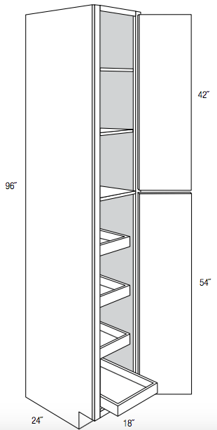 WP1896SCRT - Norwich Slab - Pantry cabinetw/4 soft close roll out trays