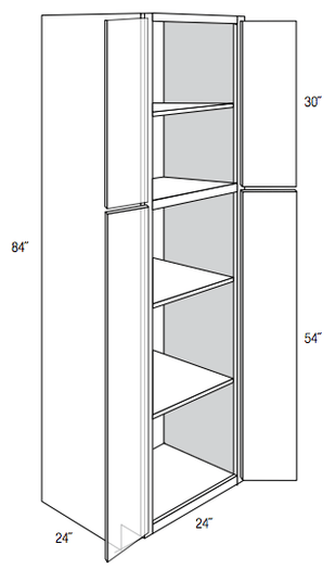 WP2484B - Dover White - Pantry Cabinet - Butt Doors