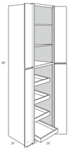 WP2496BSCRT - Amesbury Mist - Pantry cabinet - Butt Doors w/4 Soft Close Roll Out Trays