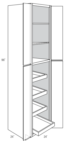 WP2496BSCRT - Essex Lunar - Pantry cabinetw/4 soft close roll out trays